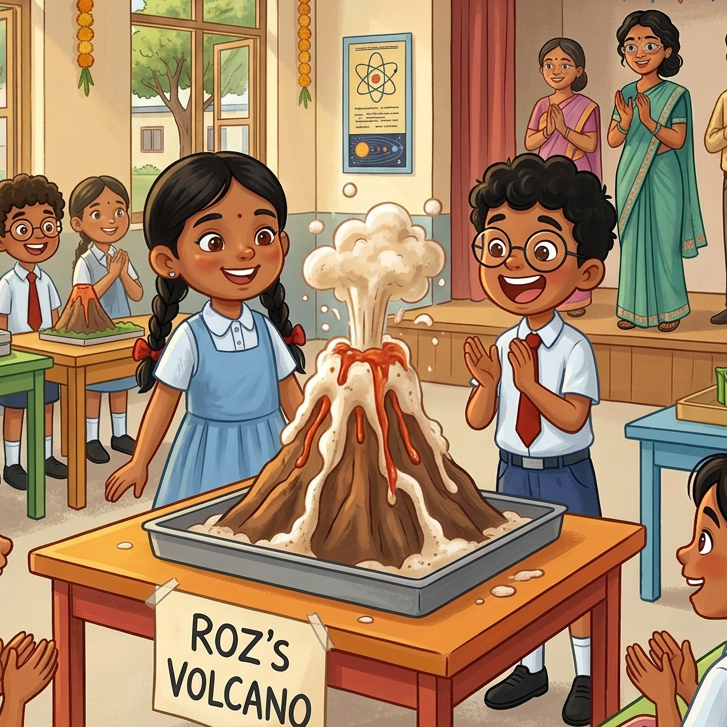 Classroom volcano experiment in Semi-Realistic style